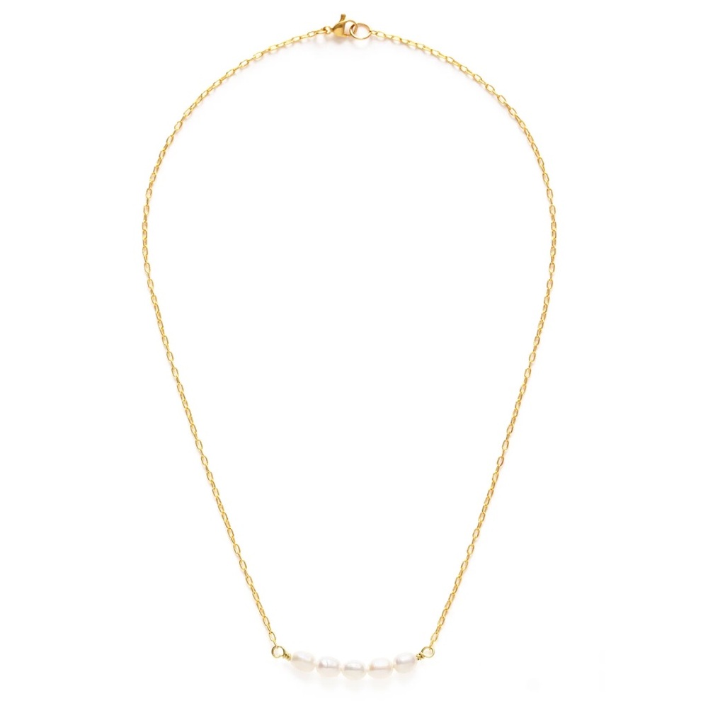 Freshwater Pearl Necklace, 14k Gold Dipped Chain - Eco-Friendly, Made in the US